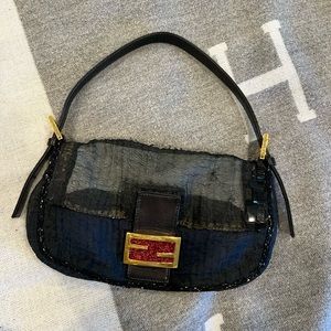 Y2K 2000s RARE AUTHENTIC SEQUIN FENDI BAGUETTE BAG